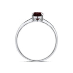 9ct White Gold Oval Natural Garnet Claw Single Stone Ring — 7x5mm