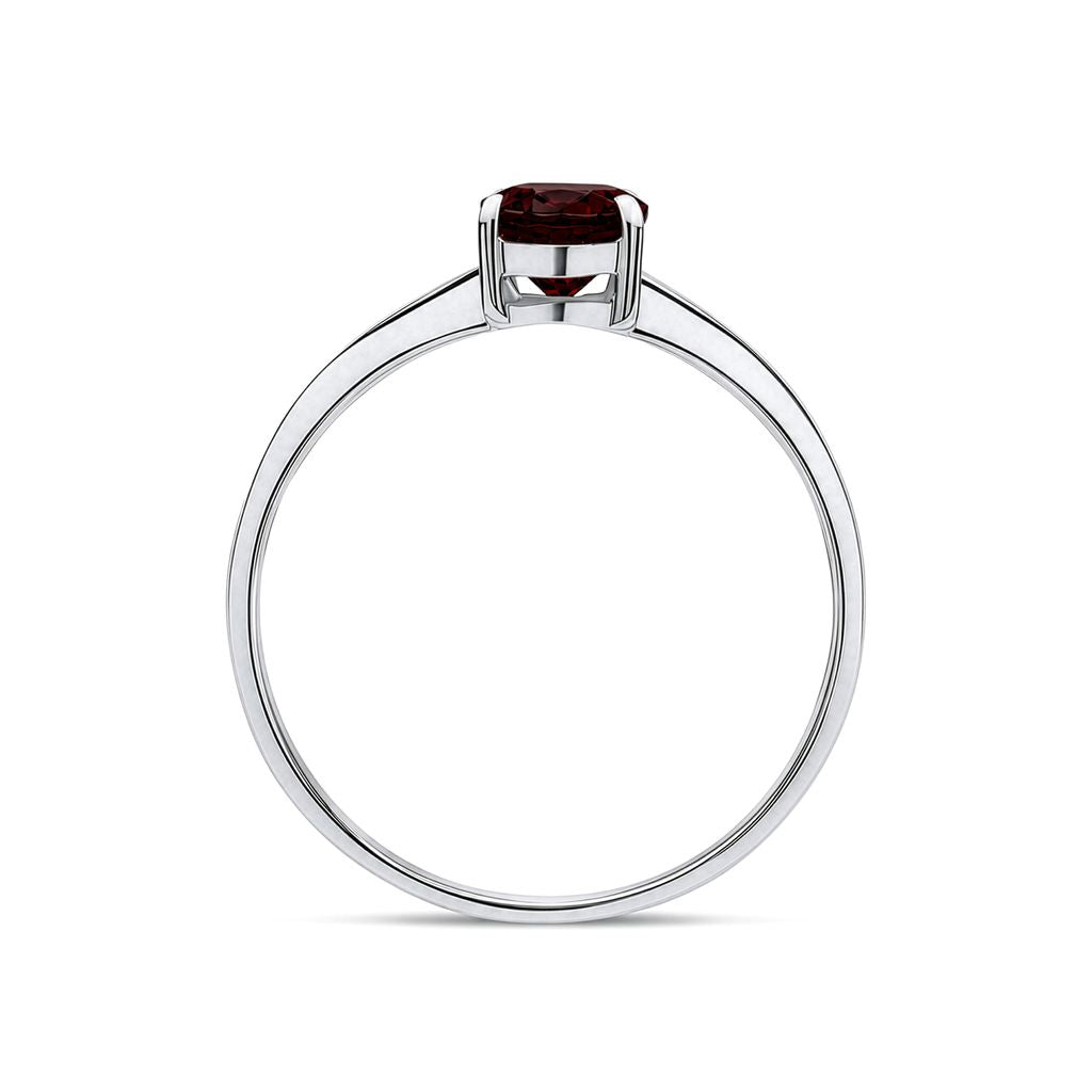 9ct White Gold Oval Natural Garnet Claw Single Stone Ring — 7x5mm