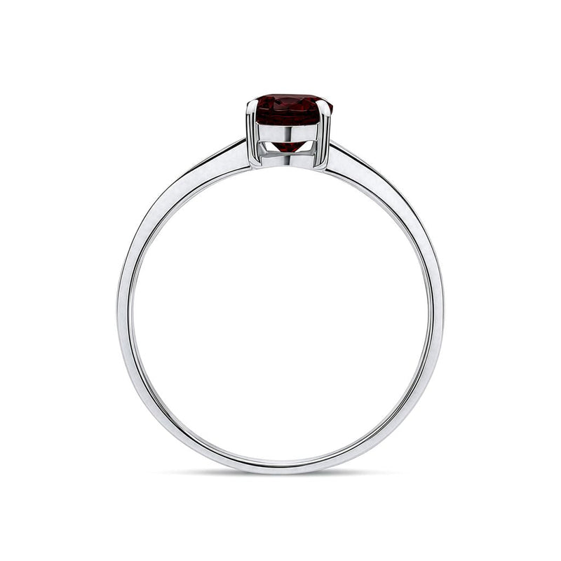 9ct White Gold Oval Natural Garnet Claw Single Stone Ring — 7x5mm