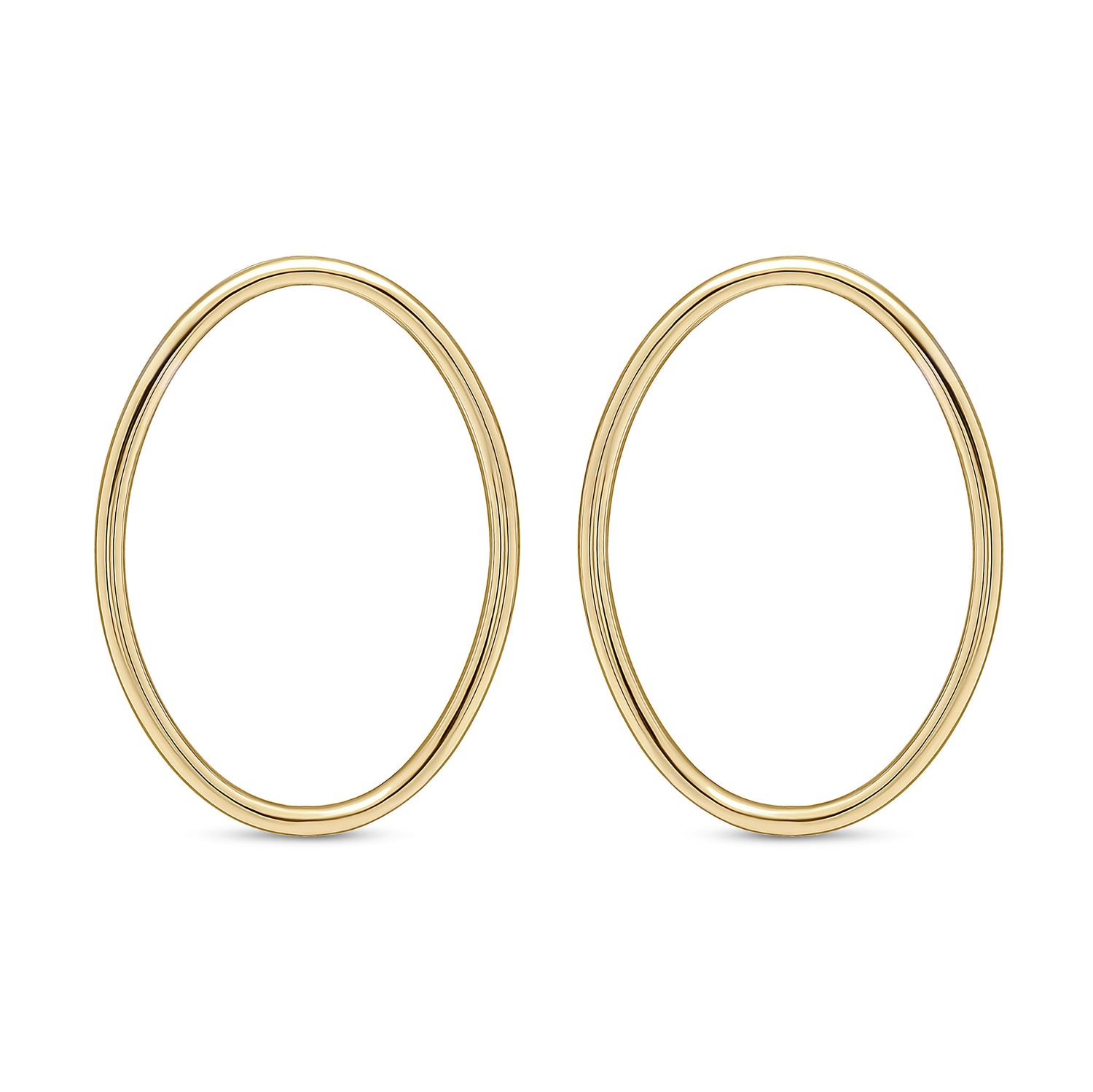9ct Yellow Gold Open Oval Stud Earrings -- 18x13mm