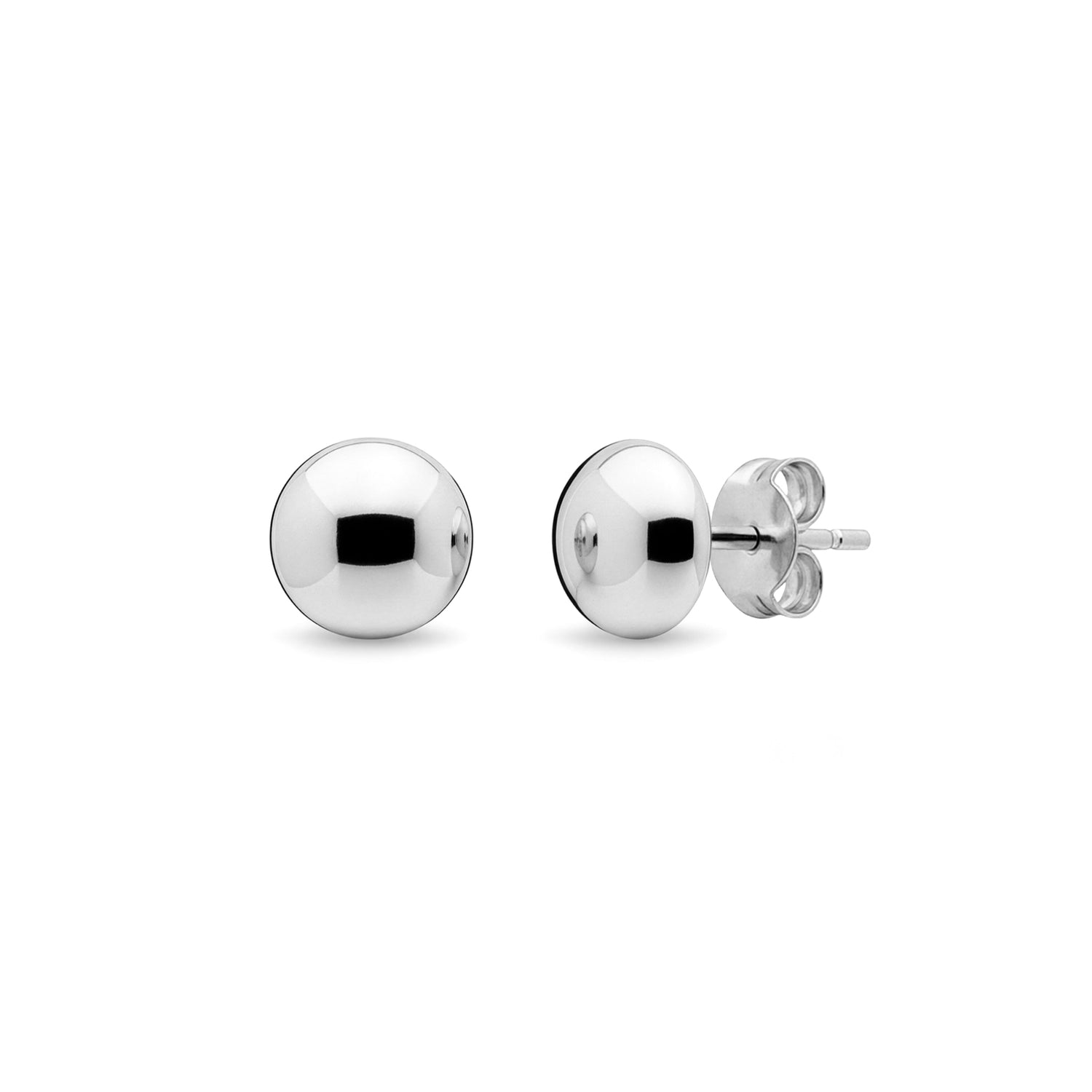 18ct White Gold Polished Button Stud Earrings – 8mm