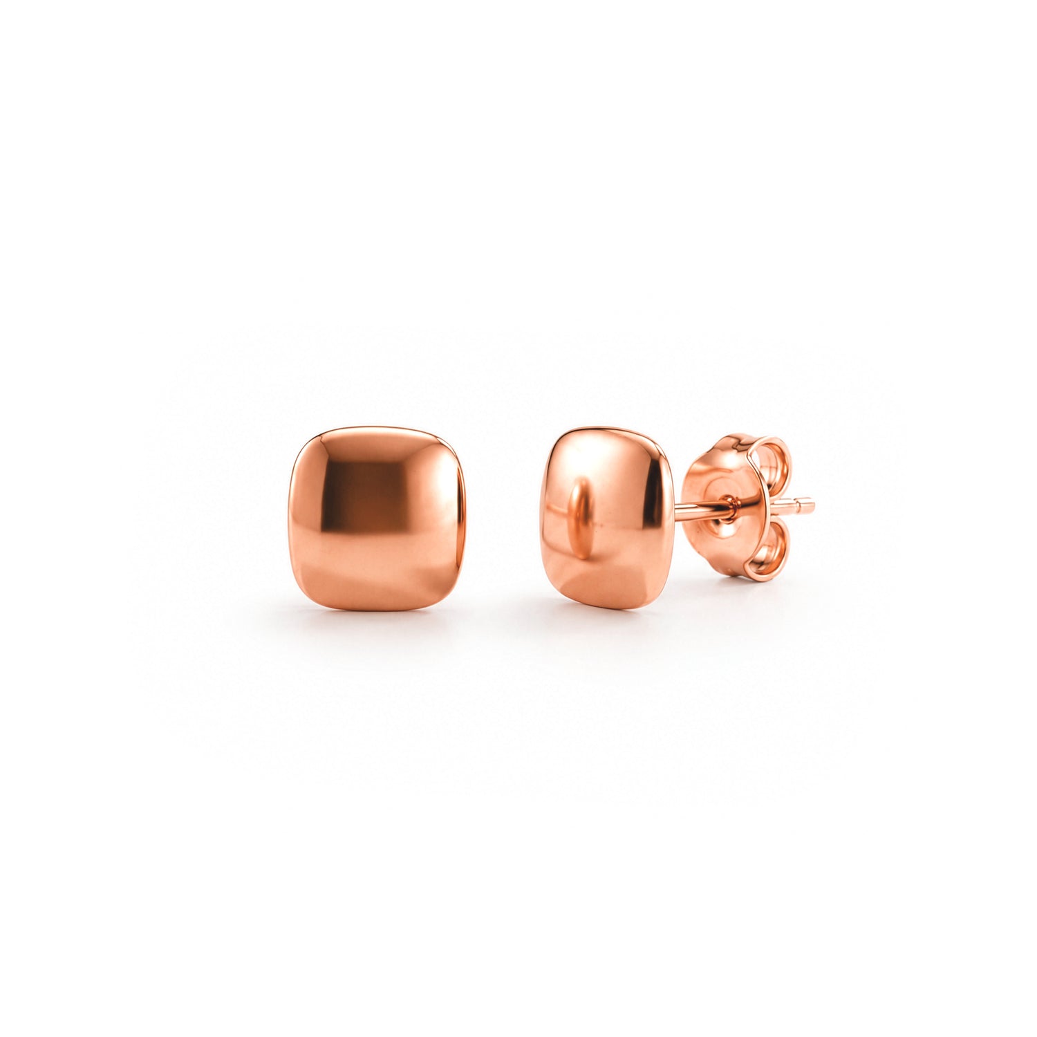 9ct Rose Gold Polished Cushion Stud Earrings — 8mm