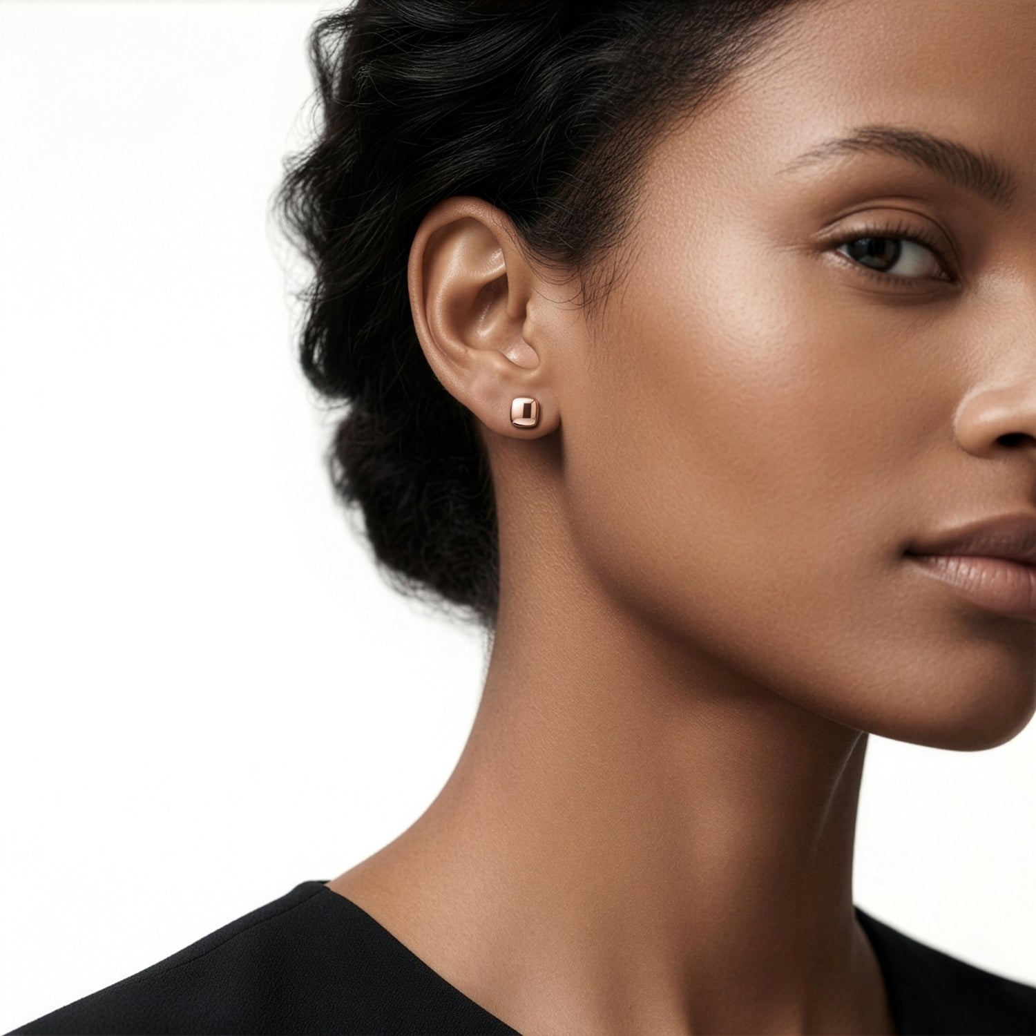 9ct Rose Gold Polished Cushion Stud Earrings — 8mm