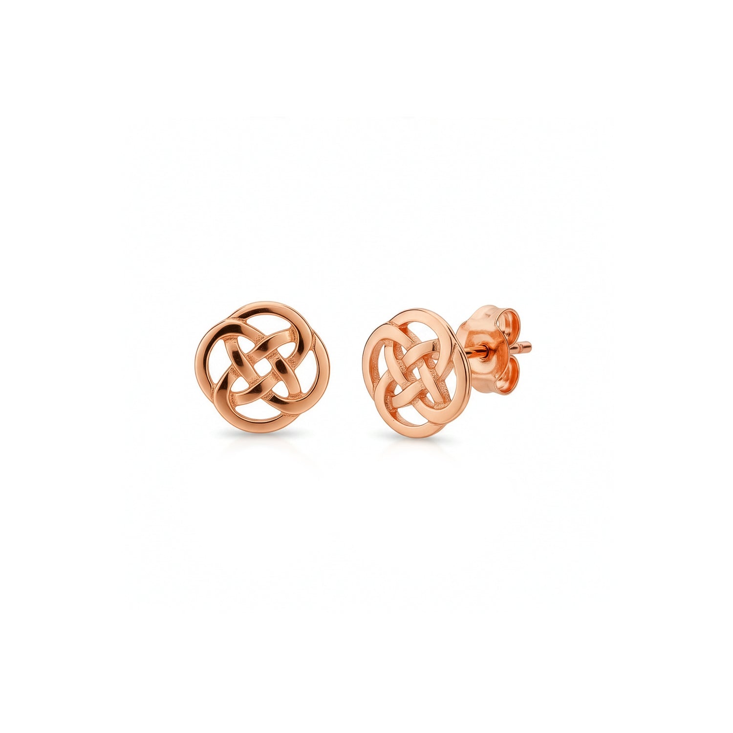 9ct Rose Gold Polished Round Celtic Style Stud Earrings — 8mm