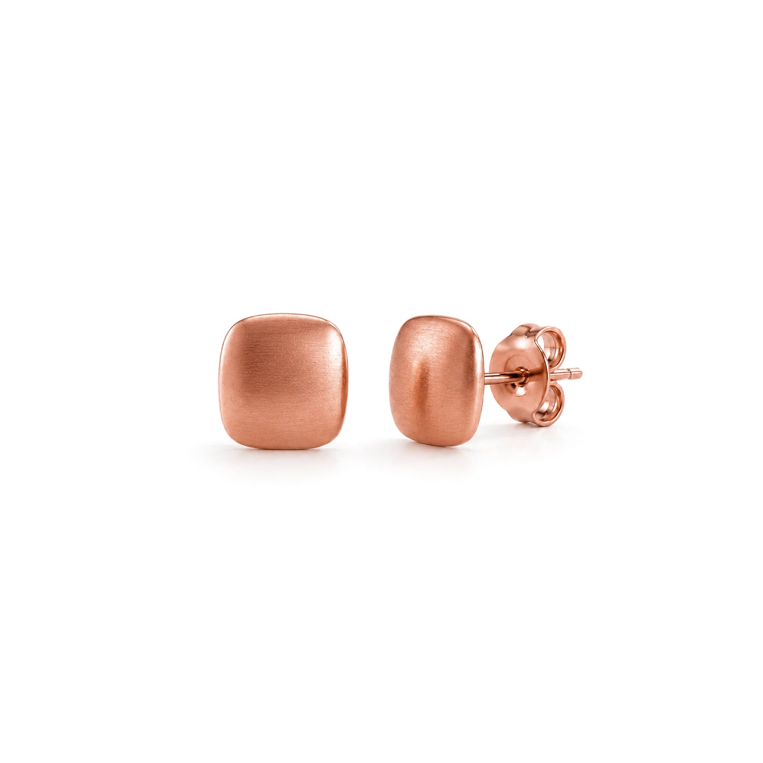 9ct Rose Gold Satin Cushion Stud Earrings