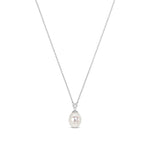 9ct White Gold Freshwater Pearl Drop Pendant — 8mm