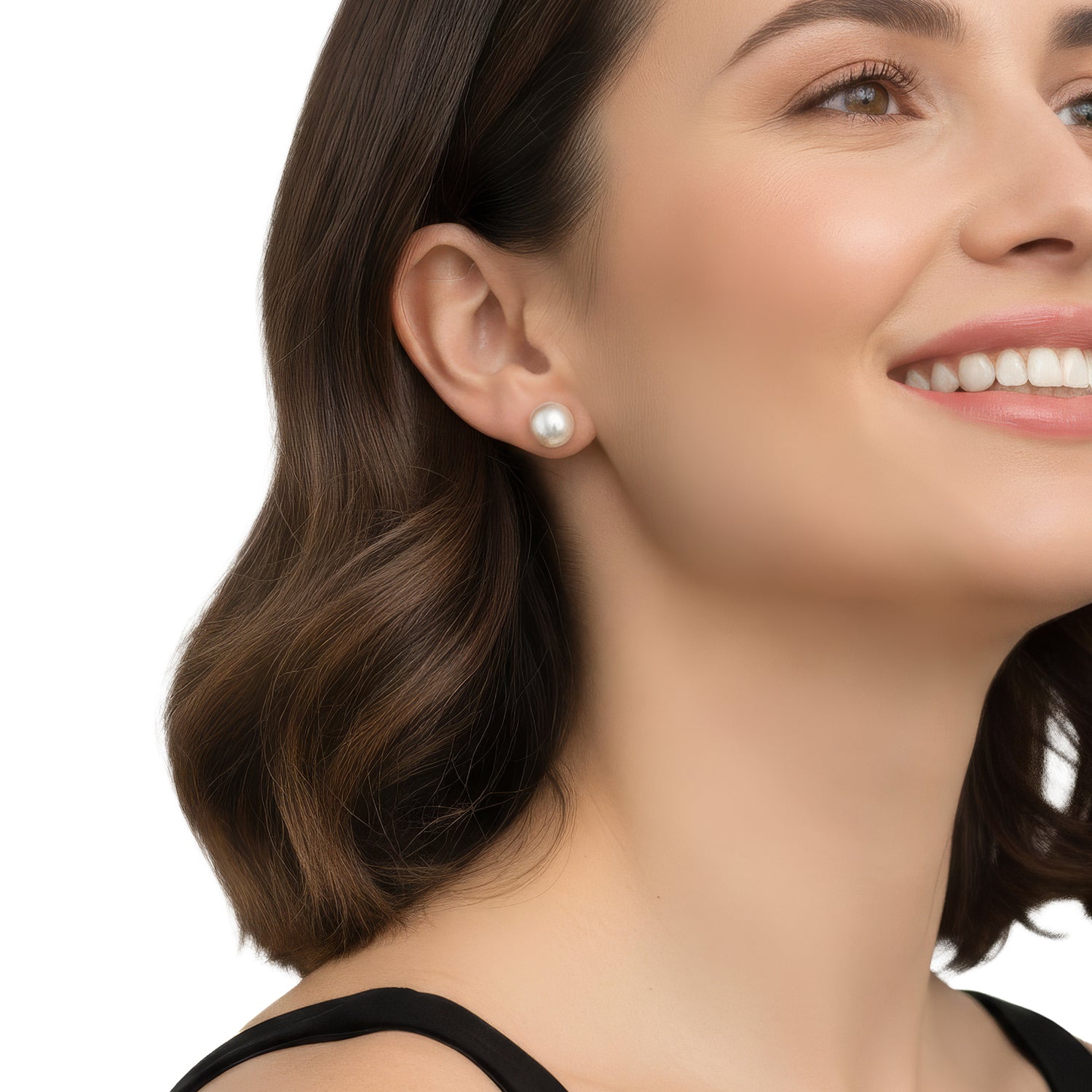 9ct Yellow Gold Natural Freshwater Round Pearl Stud Earrings 8mm