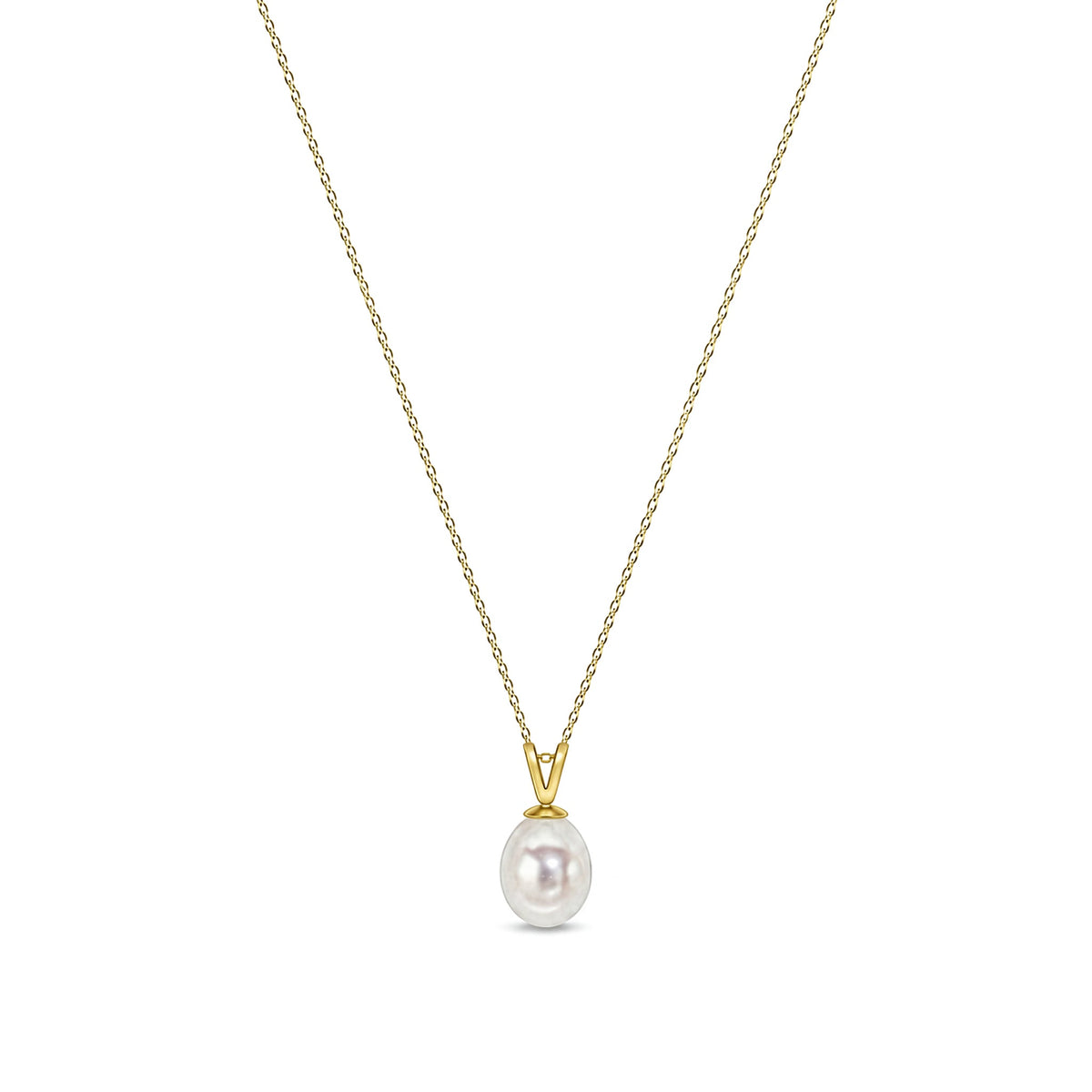 9ct Yellow Gold Freshwater Pearl Drop Pendant — 8mm