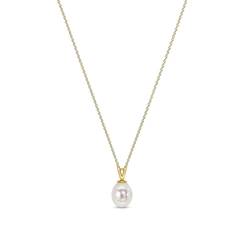 9ct Yellow Gold Freshwater Pearl Drop Pendant — 8mm