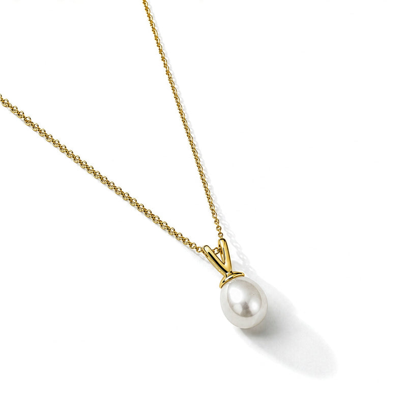 9ct Yellow Gold Freshwater Pearl Drop Pendant — 8mm