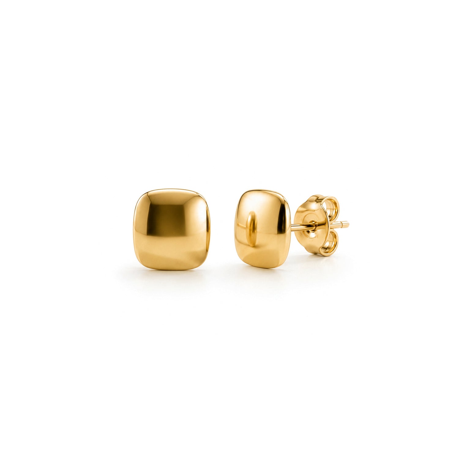 9ct Yellow Gold Polished Cushion Stud Earrings