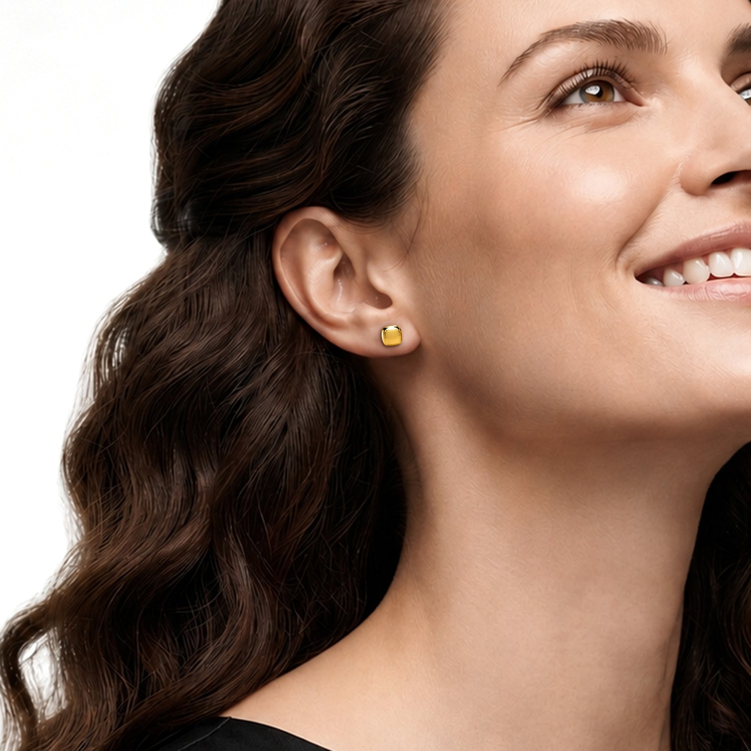 9ct Yellow Gold Polished Cushion Stud Earrings