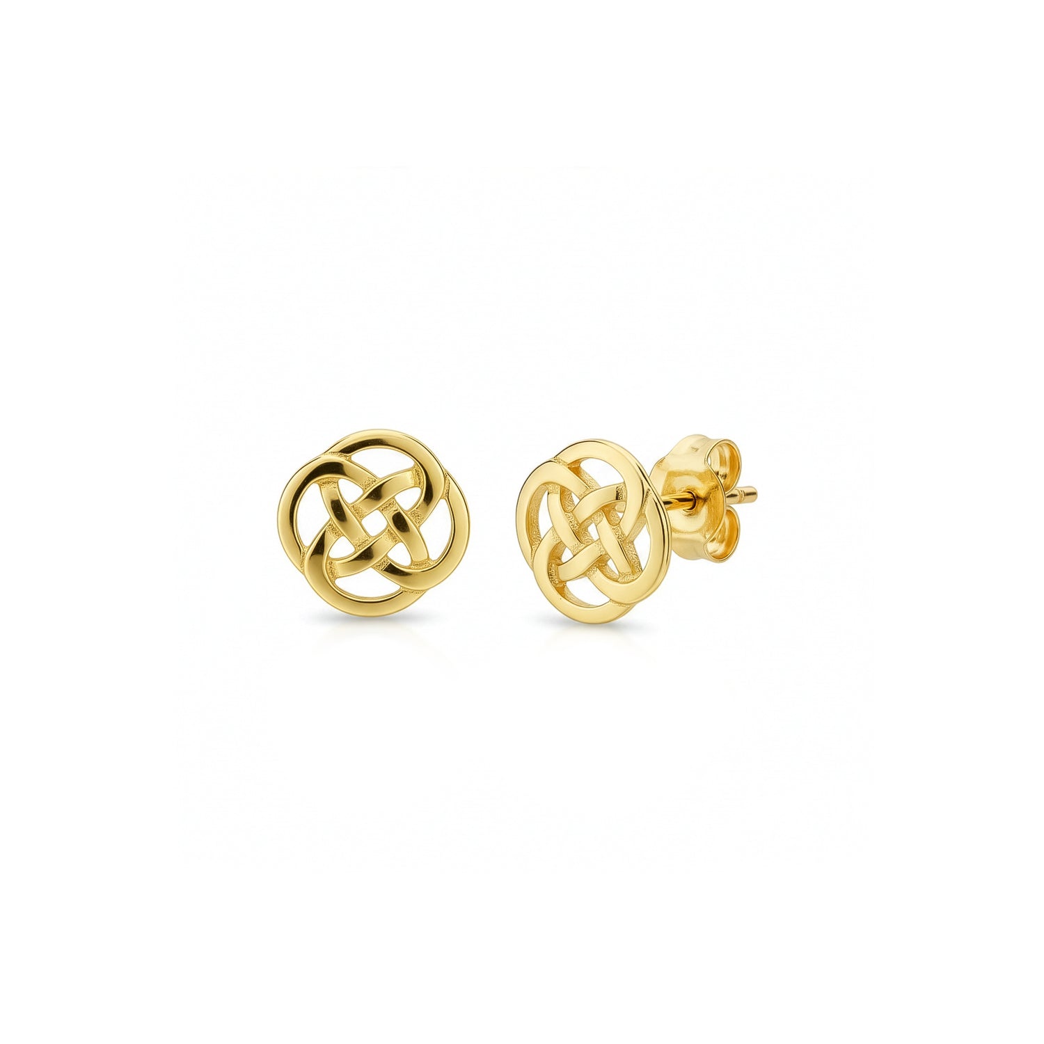 9ct Yellow Gold Polished Round Celtic Style Stud Earrings — 8mm