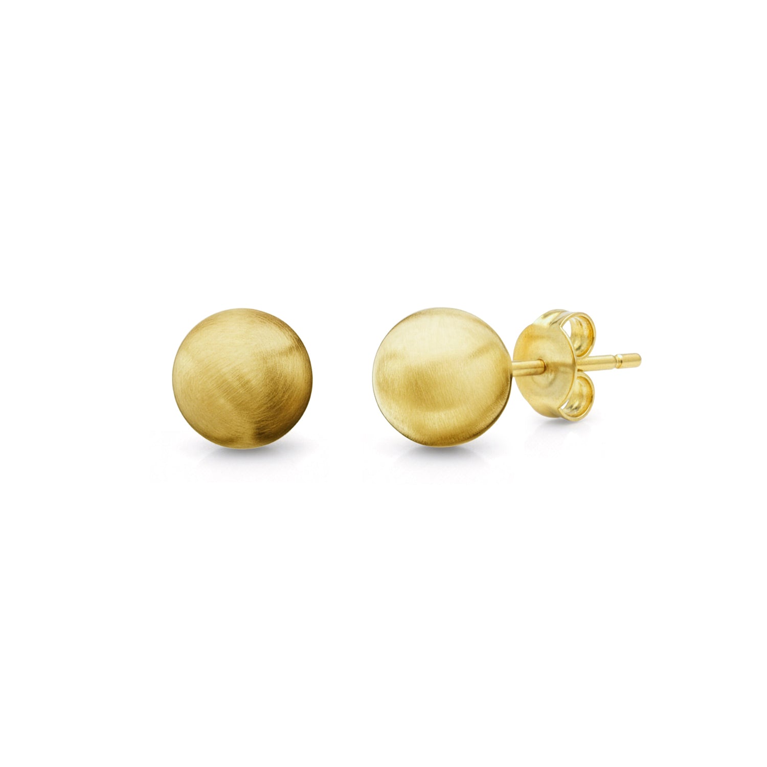 9ct Yellow Gold Satin Ball Stud Earrings — 8mm