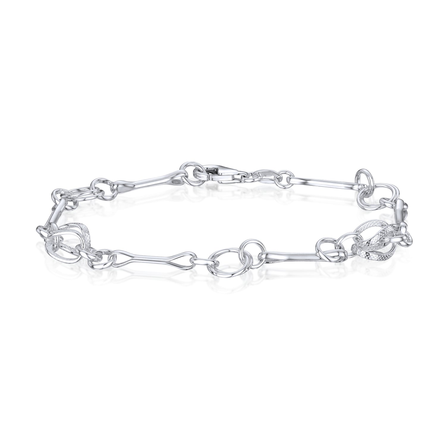 Sterling Silver Handmade Solid 8mm Twist Circles Bracelet
