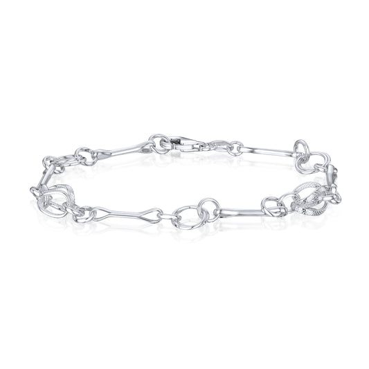 Sterling Silver Handmade Solid 8mm Twist Circles Bracelet