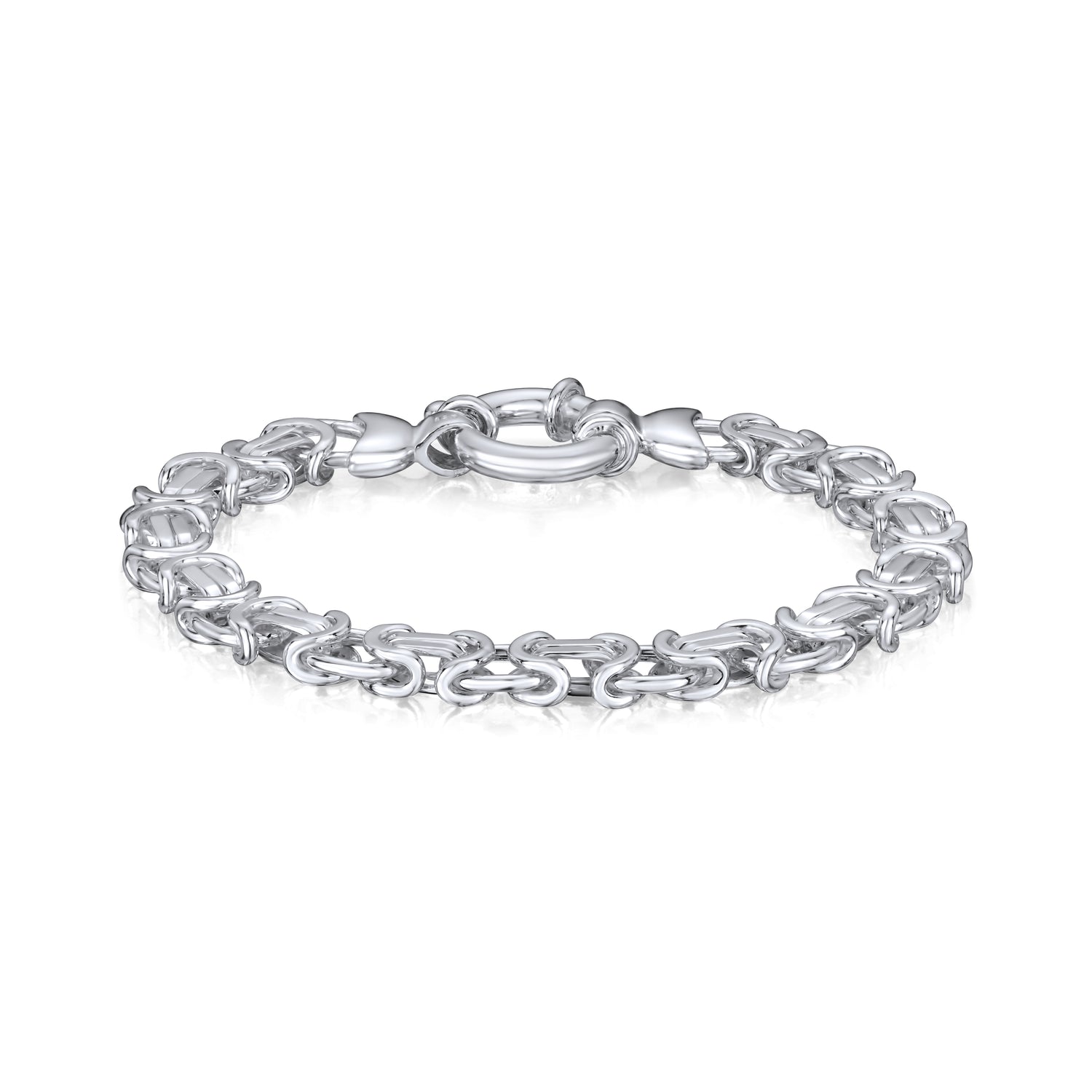 Sterling Silver Handmade Solid 8mm Flat Byzantine Bracelet
