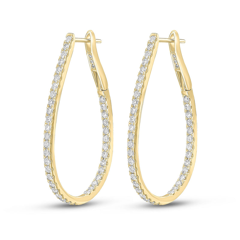 18ct Yellow Gold Natural Diamond Claw Set Horseshoe Hoop Earrings
