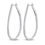 18ct White Gold Round Diamond Claw Set Horseshoe Hoop Earrings