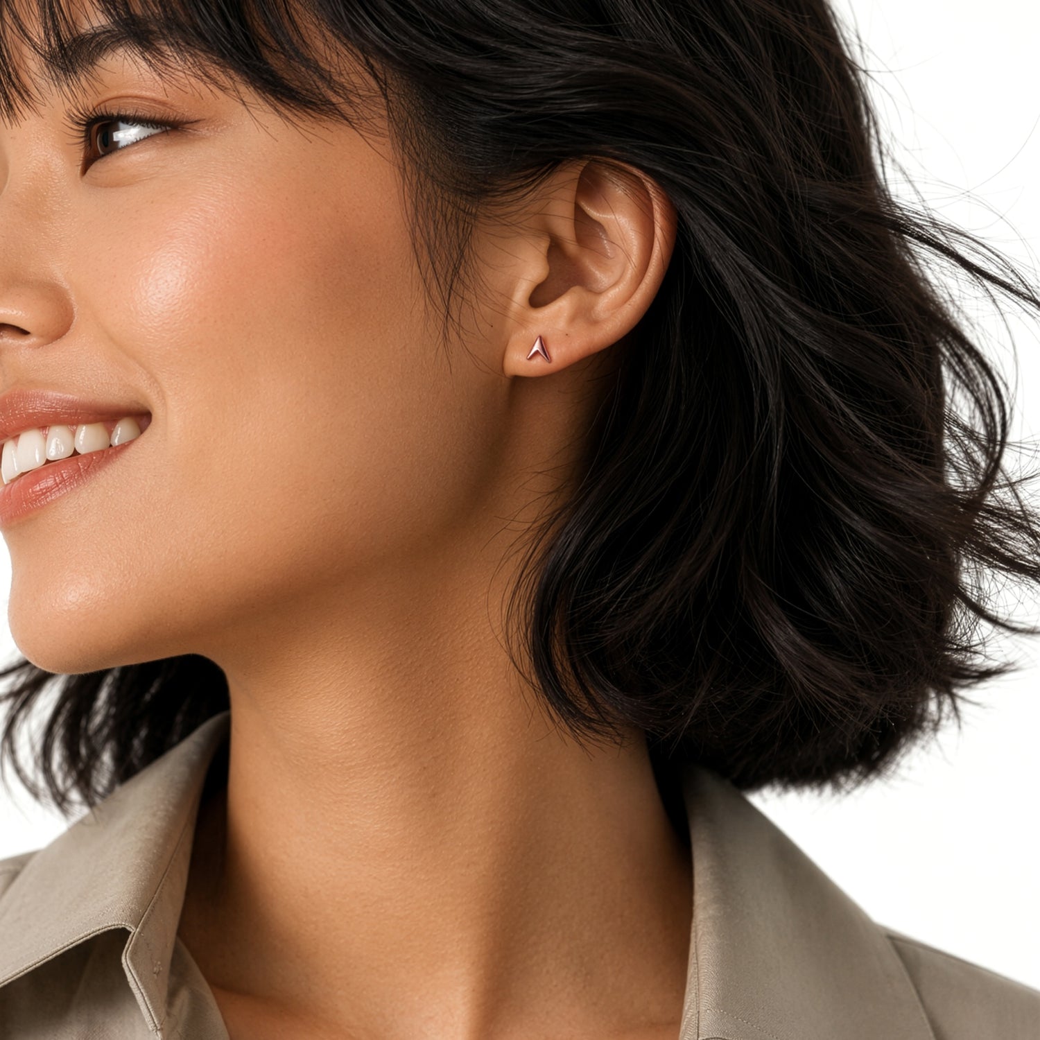 9ct Rose Gold Arrowhead Stud Earrings — 8x6mm