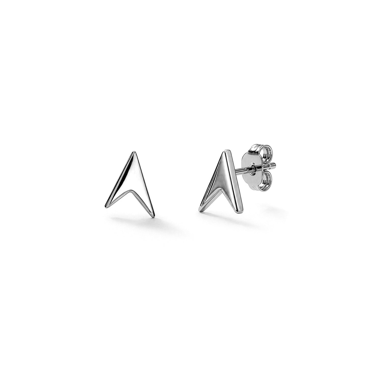 9ct White Gold Polished Chevron Stud Earrings