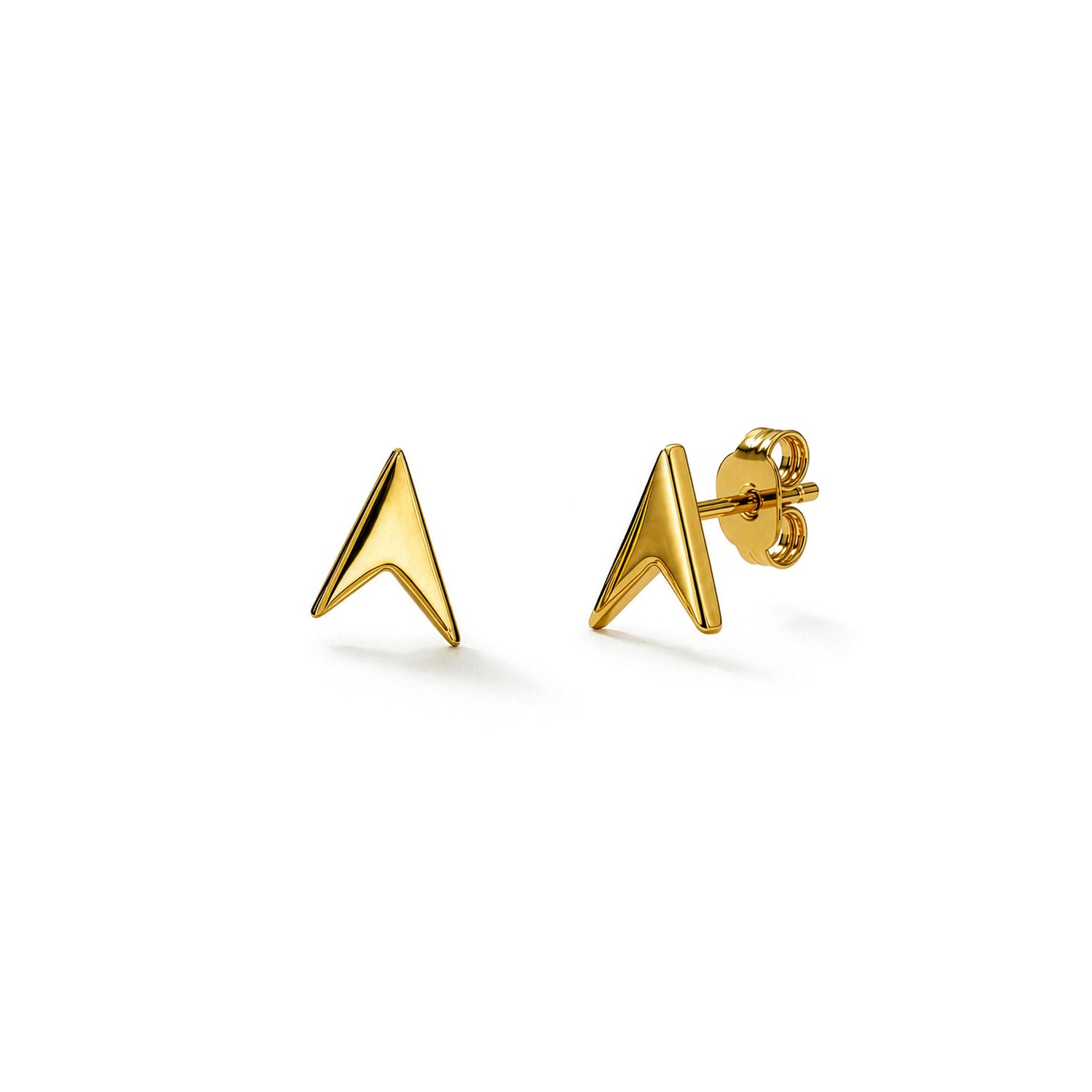 9ct Yellow Gold Polished Angular Chevron V-Shape Stud Earrings