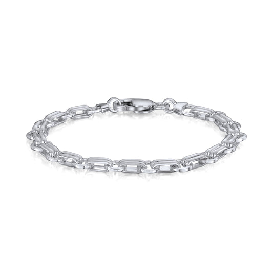Sterling Silver Handmade Solid 9.2mm Round Double Bar Bracelet