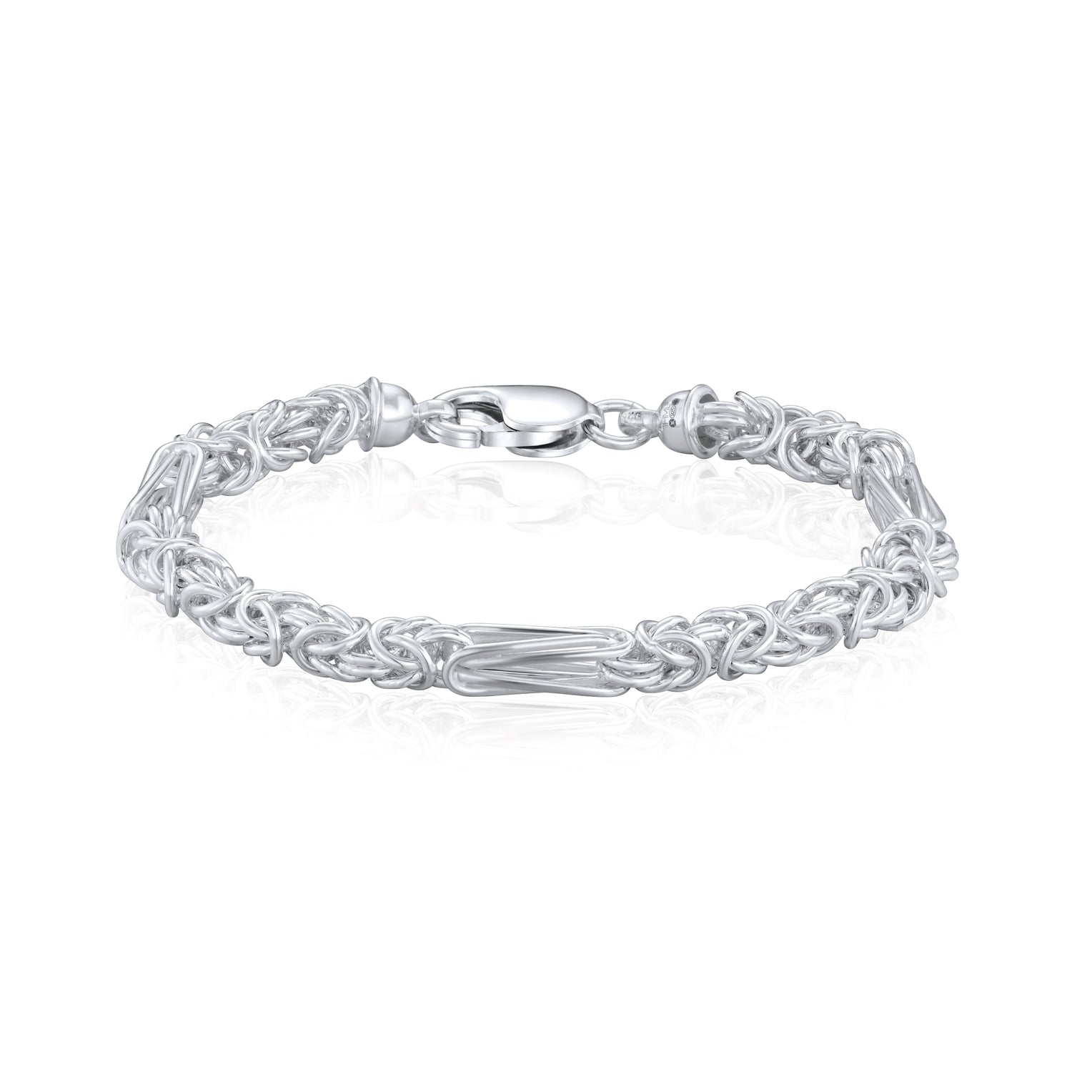 Sterling Silver Handmade Solid 5mm Byzantine Long and Short Bracelet With Lobster Clasp