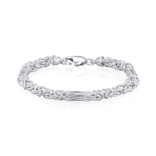 Sterling Silver Handmade Solid 5mm Byzantine Long and Short Bracelet With Lobster Clasp