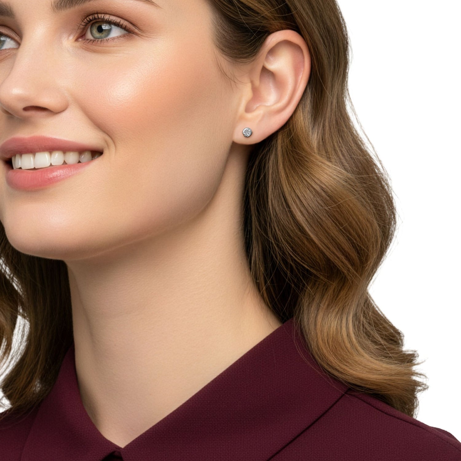 9ct White Gold Polished Swirl Knot Stud Earrings — 6mm