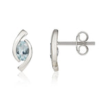 9ct White Gold Oval Natural Aquamarine 'Eye' Stud Earrings — 6x4mm