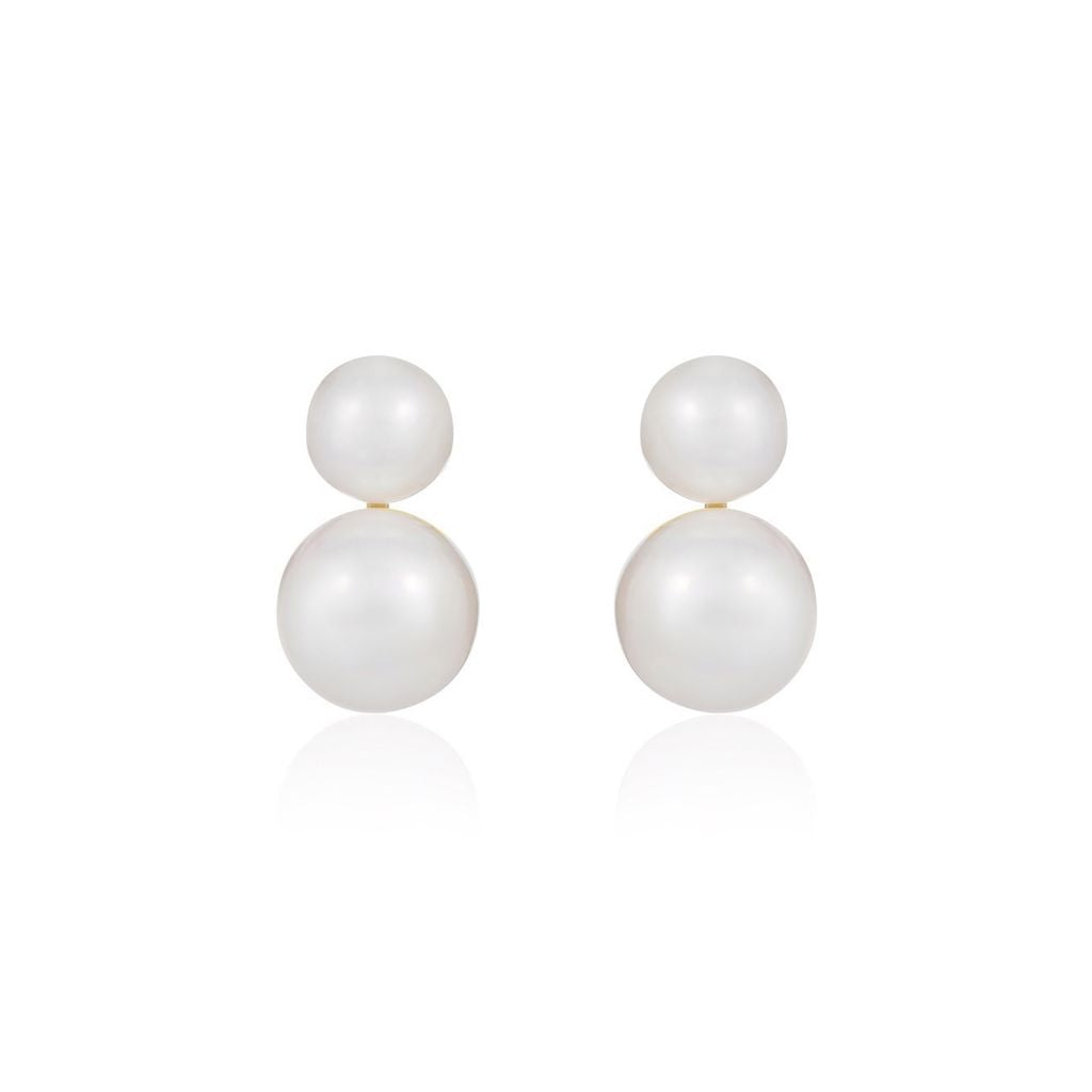 9ct Yellow Gold Freshwater Cultured Pearl Two Stone Stud Earrings — 5x7mm