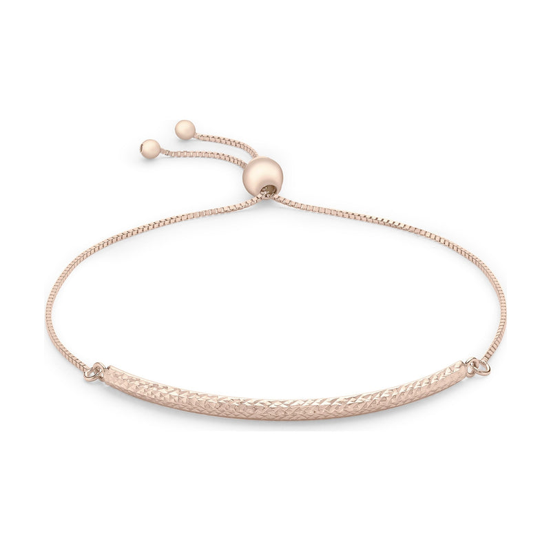 9ct Rose Gold Diamond Cut Bar Slider Bracelet