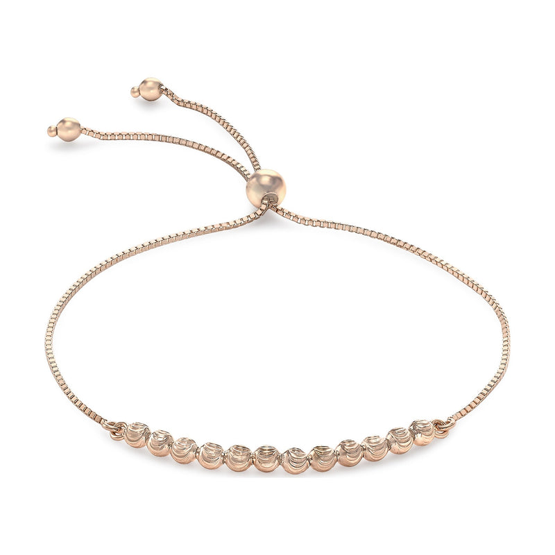 9ct Rose Gold Diamond Cut Bead Slider Bracelet