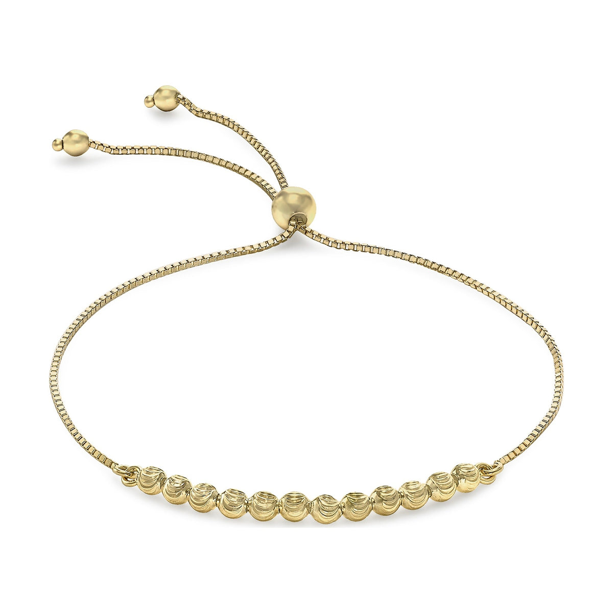 9ct Yellow Gold Diamond Cut Bead Slider Bracelet