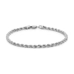 9ct White Gold Diamond Cut Rope Bracelet — 2mm