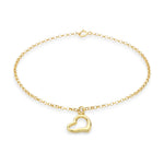 9ct Yellow Gold Fine Belcher Bracelet with Open Heart Charm
