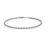 9ct White Gold Fine Diamond Cut Rope Bracelet — 2mm