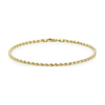 9ct Yellow Gold Fine Diamond Cut Rope Bracelet — 2mm