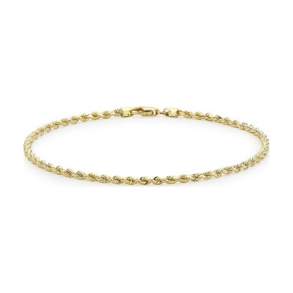9ct Yellow Gold Fine Diamond Cut Rope Bracelet — 2mm