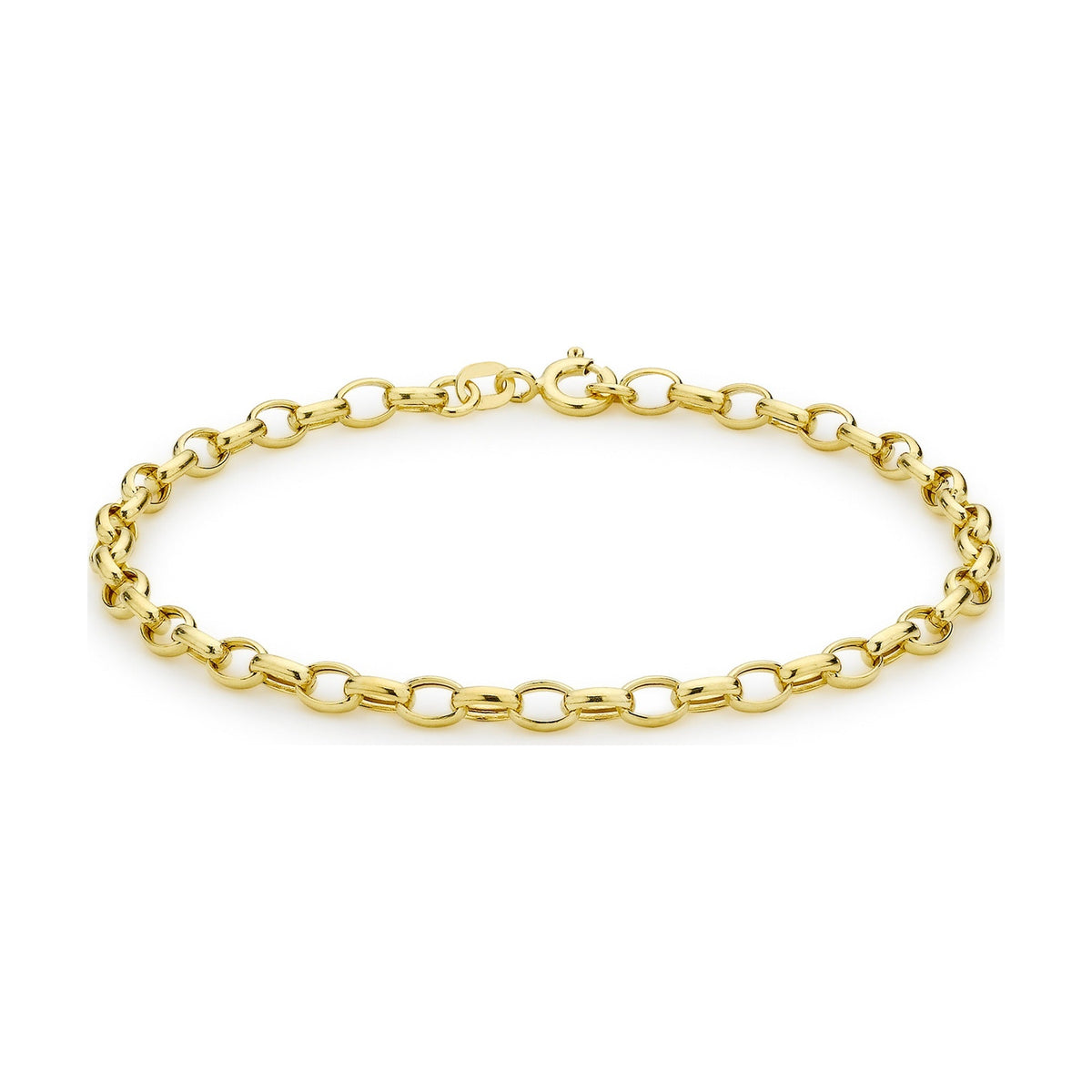 9ct Yellow Gold Hollow Oval Belcher Bracelet — 3mm