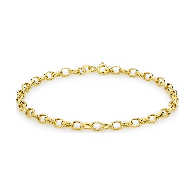 9ct Yellow Gold Hollow Oval Belcher Bracelet — 3mm