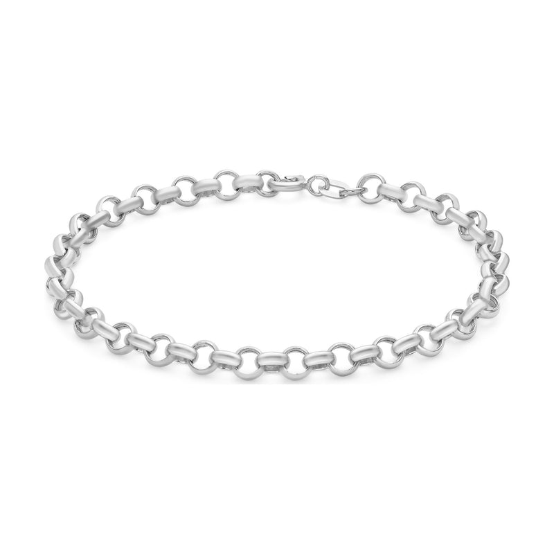 9ct White Gold Hollow Round Belcher Bracelet — 4.6mm