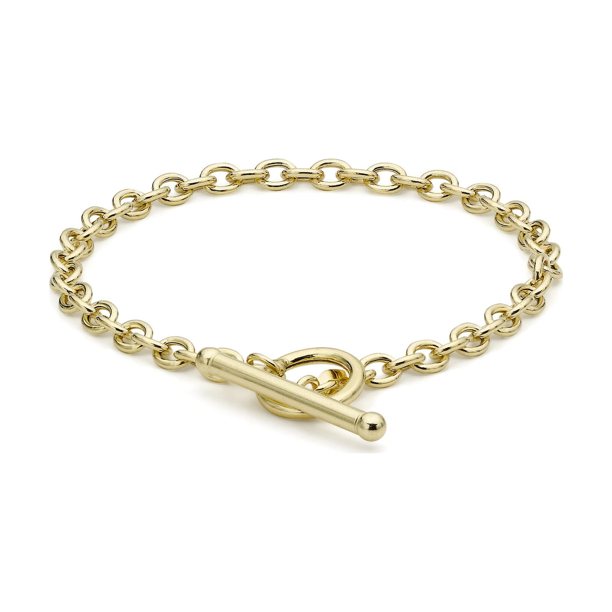 9ct Yellow Gold Oval Belcher T-Bar Bracelet — 4mm