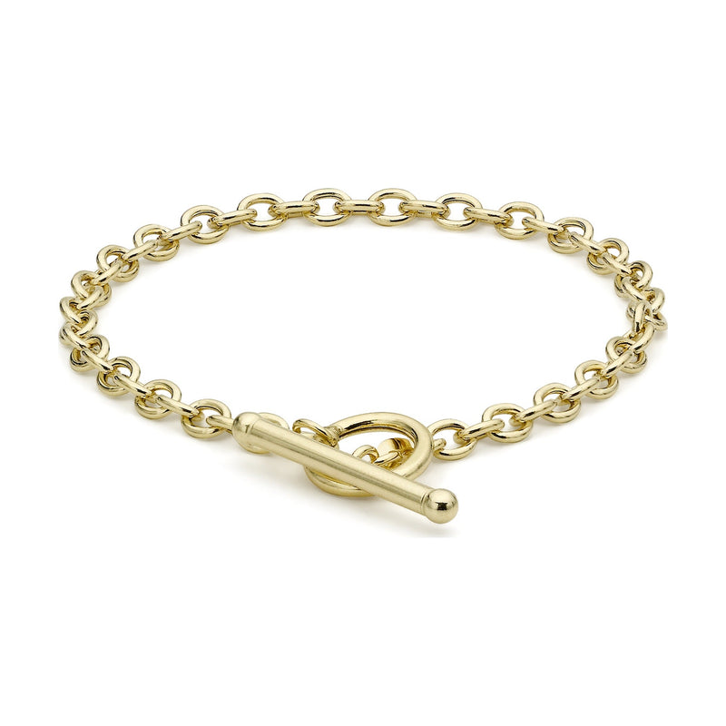 9ct Yellow Gold Oval Belcher T-Bar Bracelet — 4mm