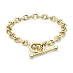 9ct Yellow Gold Oval Belcher T-Bar Bracelet — 6mm
