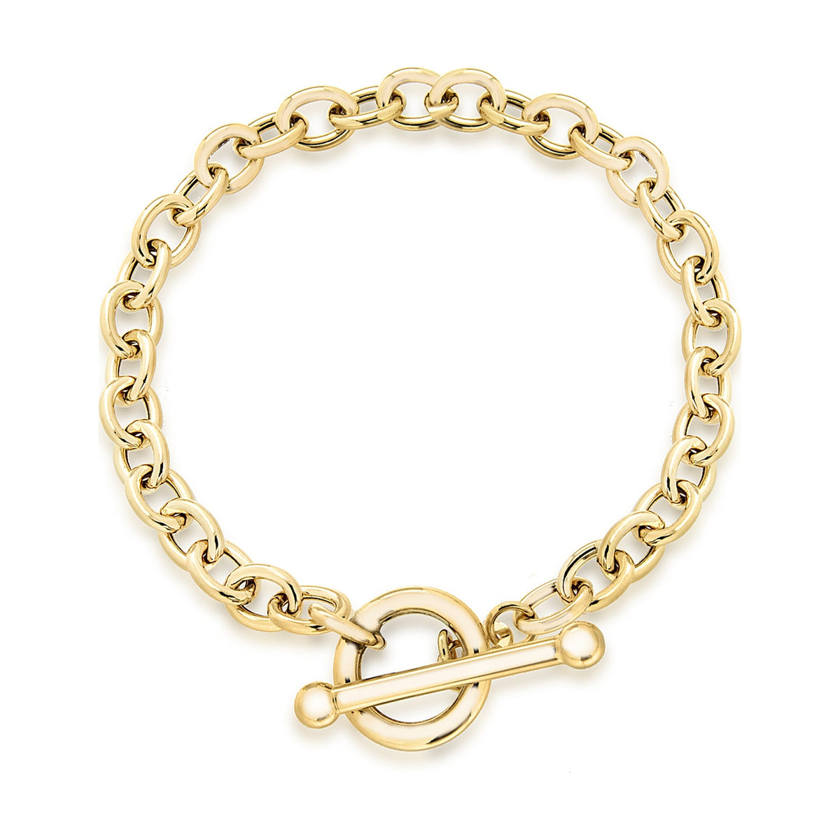 9ct Yellow Gold Oval Belcher T-Bar Bracelet — 6mm