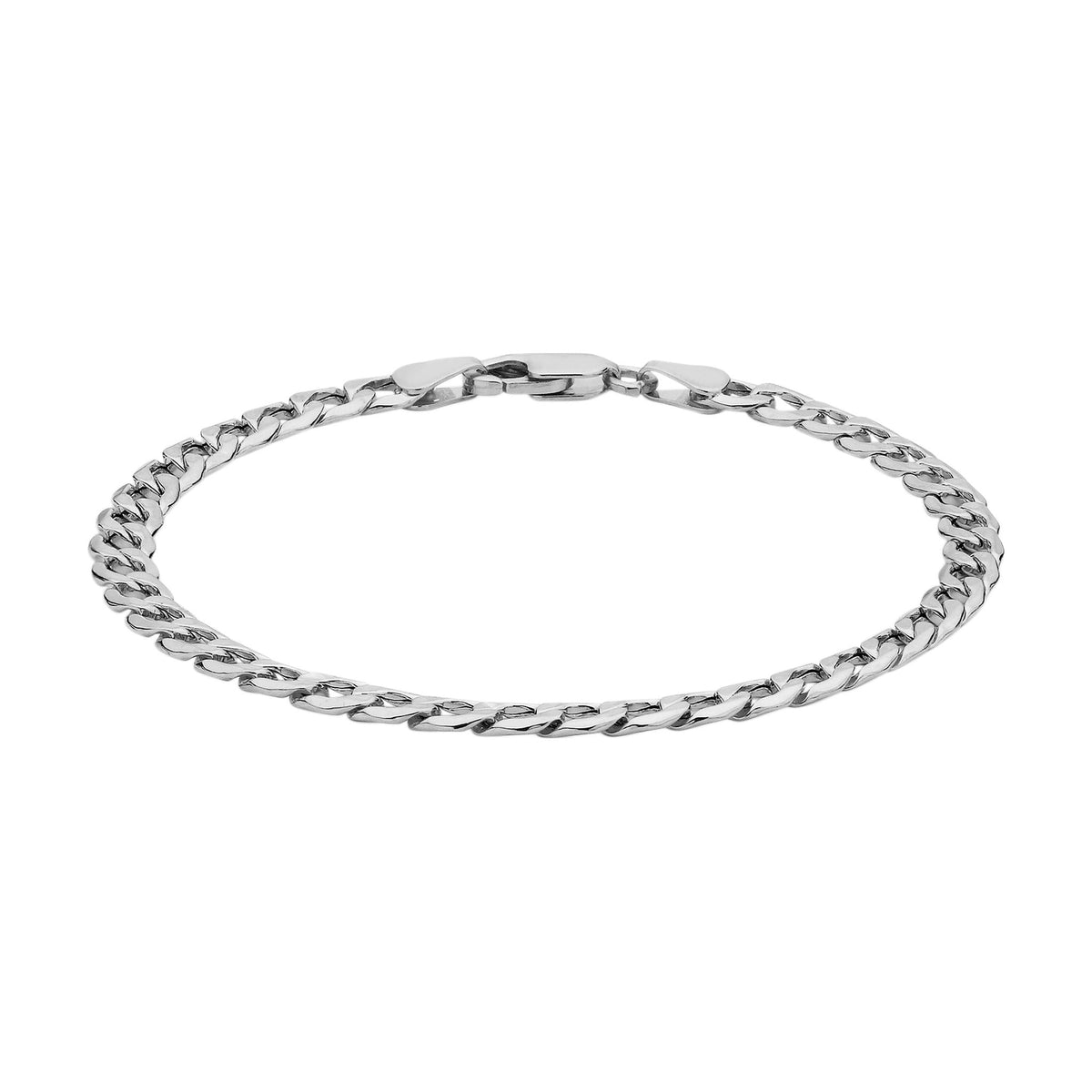 9ct White Gold Six Sided Curb Bracelet — 5mm