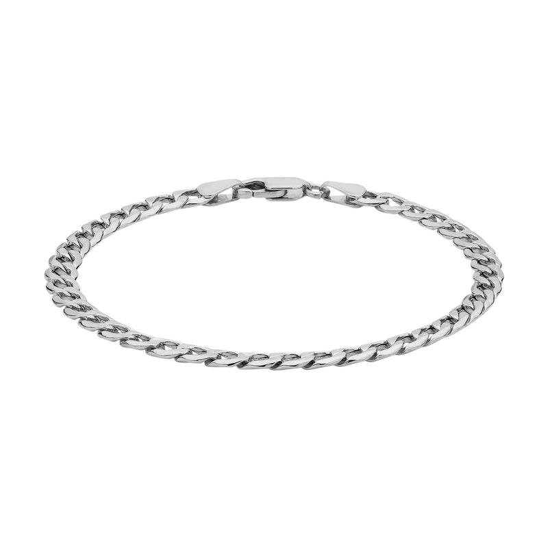9ct White Gold Six Sided Curb Bracelet — 5mm