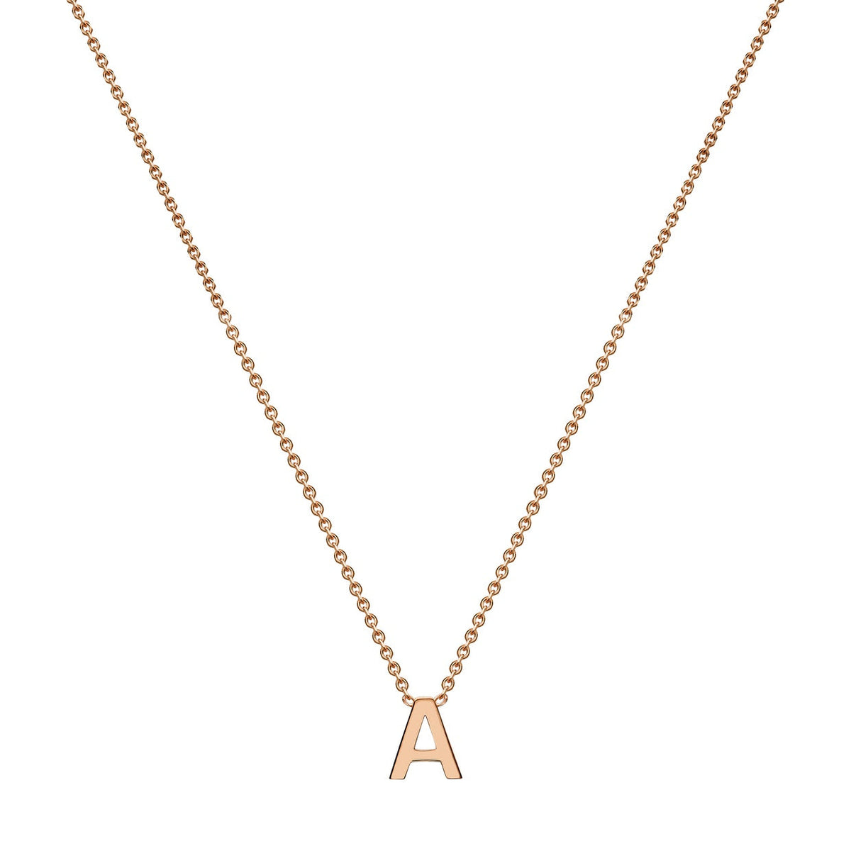 9ct Rose Gold Mini Initial A Adjustable Necklace — full-length